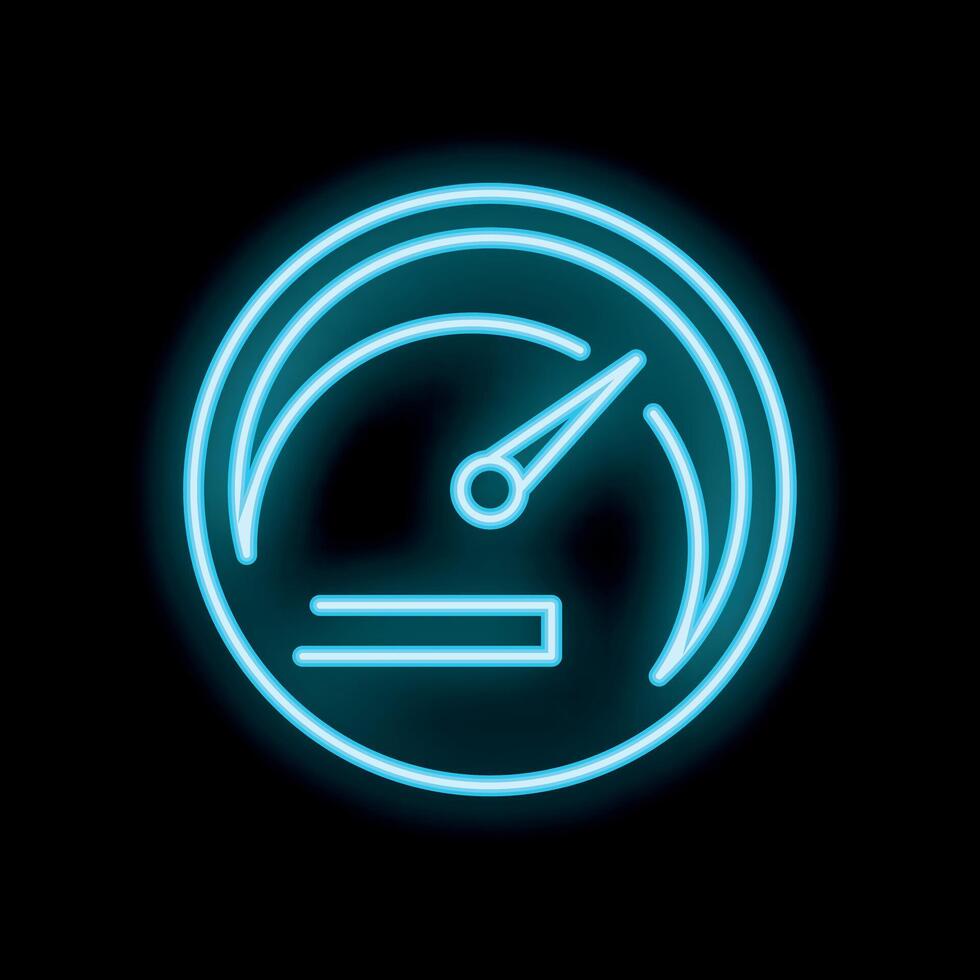 Neon blue speedometer showing progress on black background vector