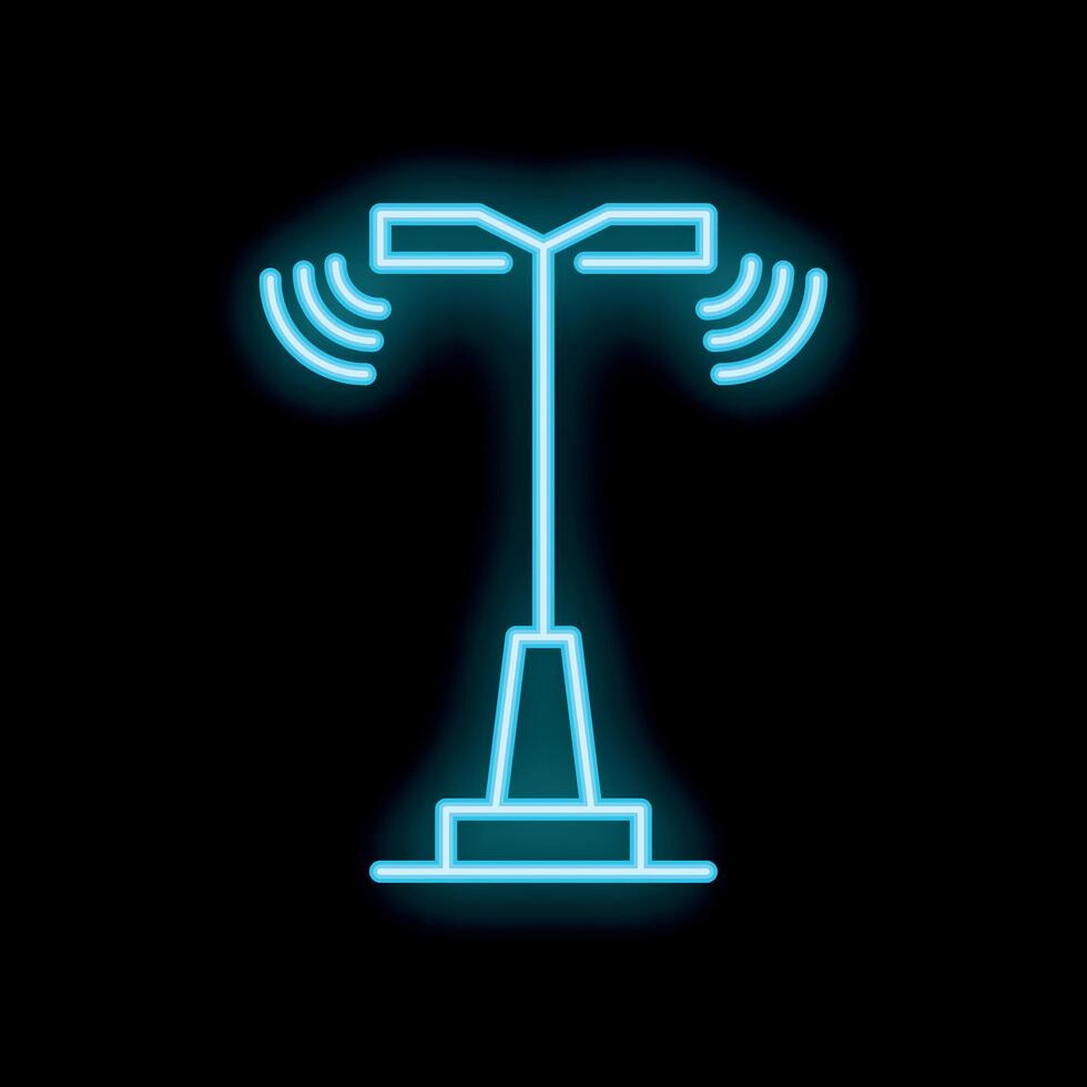Neon smart street light emitting wifi signal icon vector