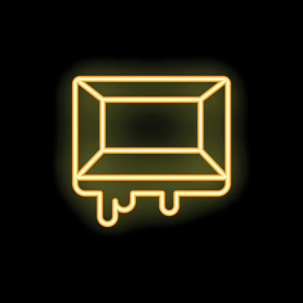 Yellow neon sign of melting empty frame on a black background vector