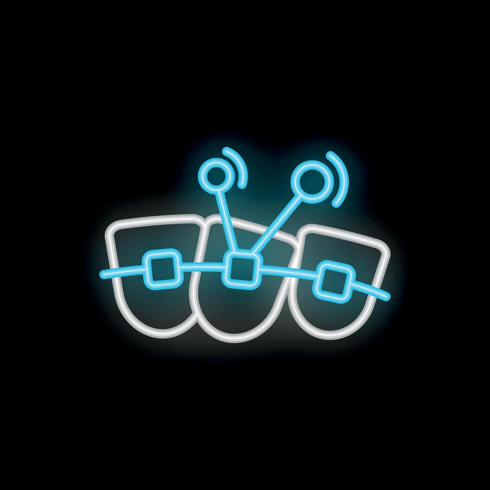 Neon style icon of dental braces correcting teeth alignment vector