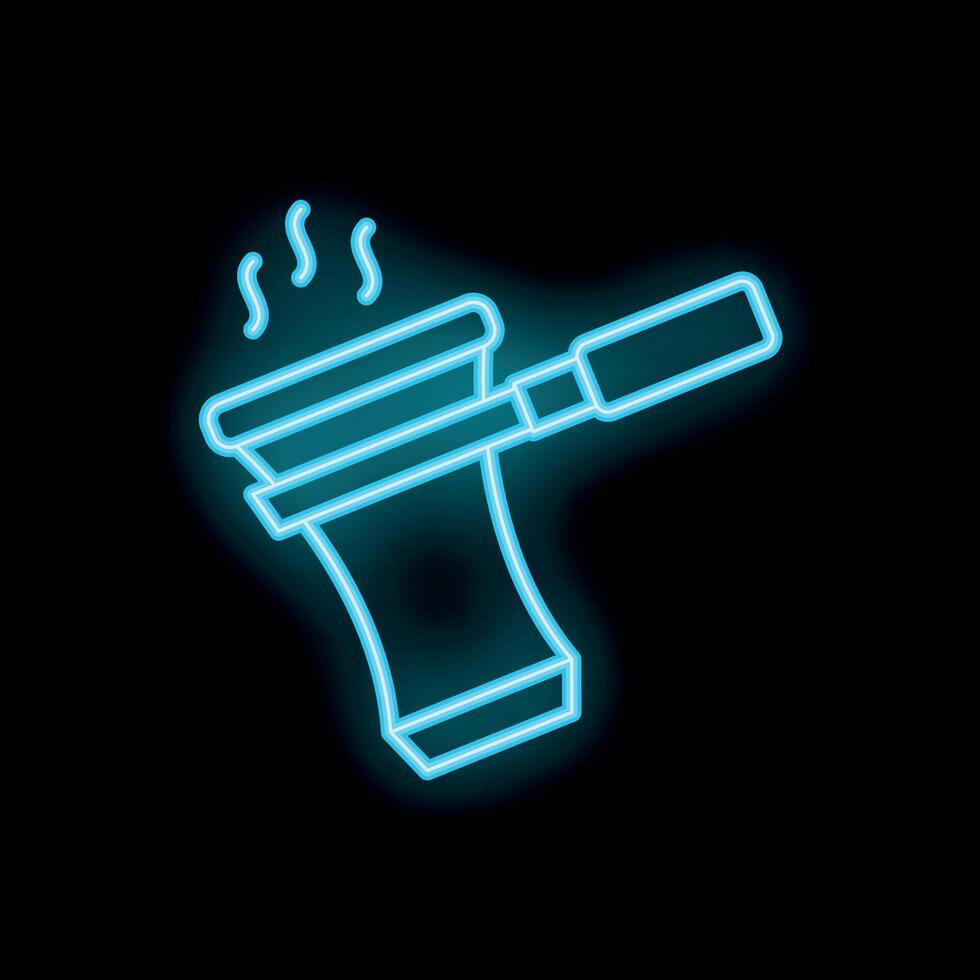 Neon icon of a coffee maker brewing fresh coffee with steam vector