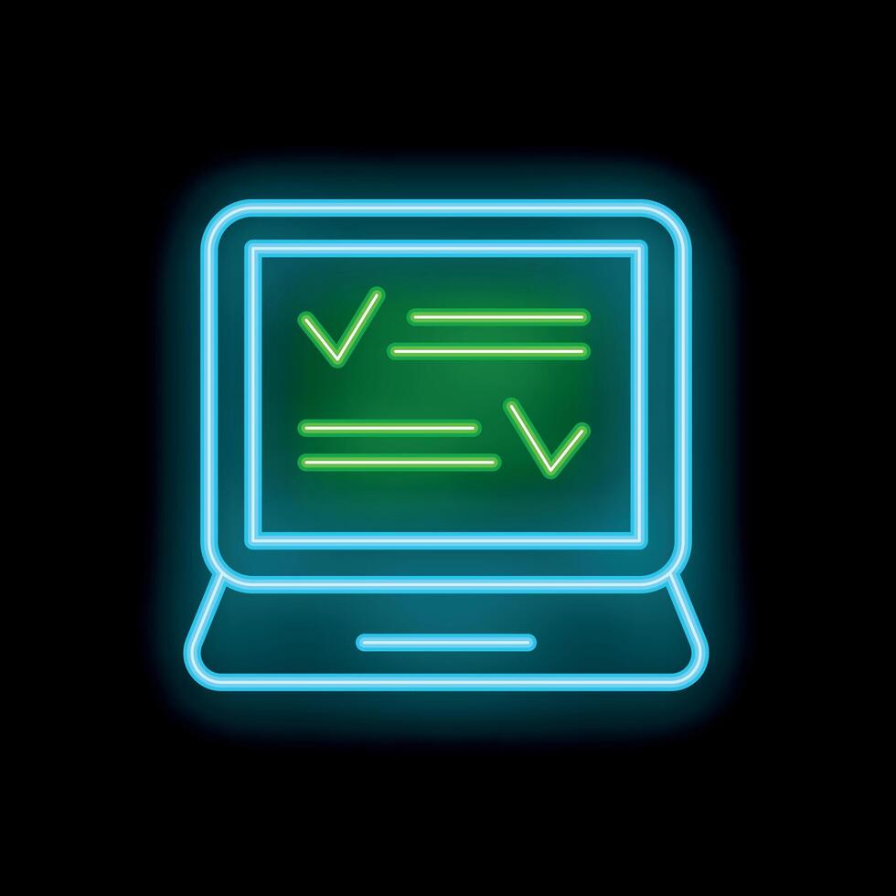 Neon laptop showing checklist for digital task management vector