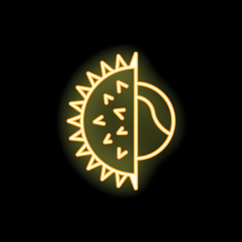 Neon icon of sun shining representing summer season vector