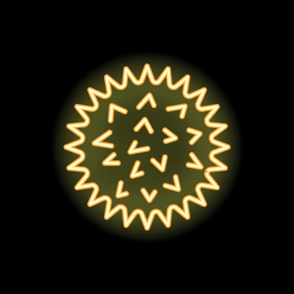 Neon yellow virus spore glowing on black background vector