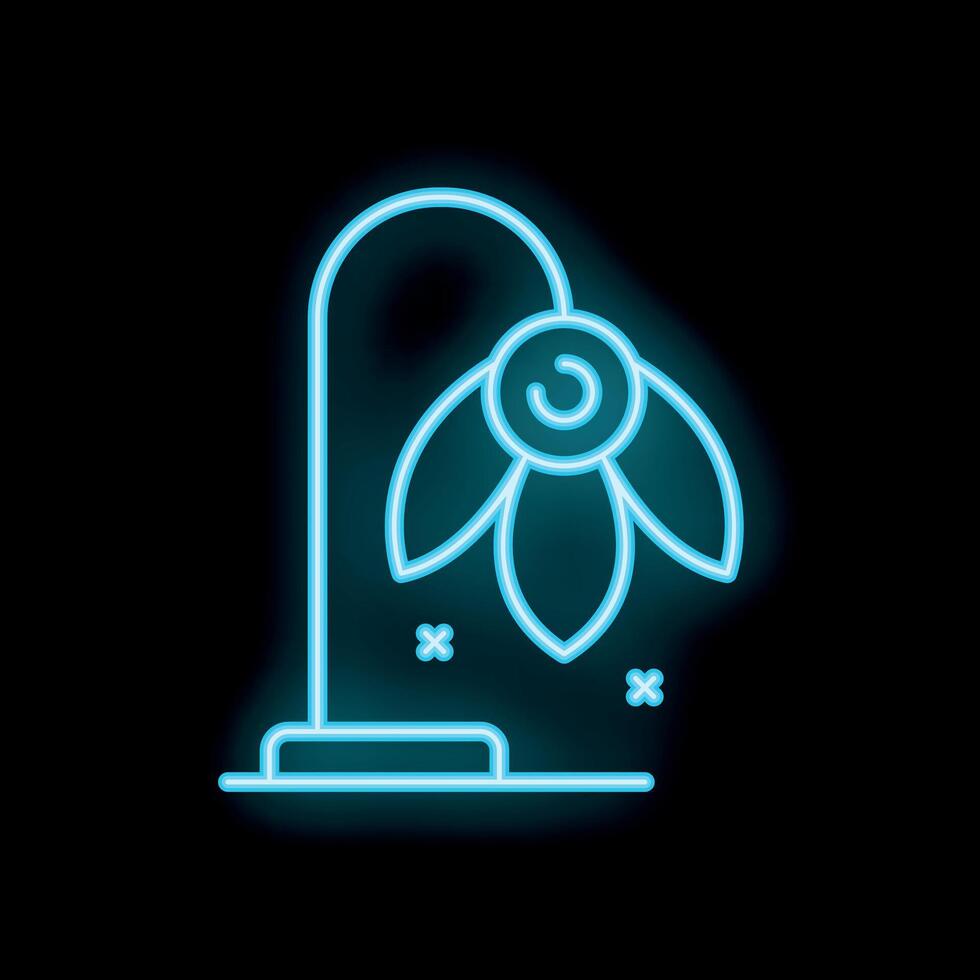 Neon flower wilting under a lamp illustration vector