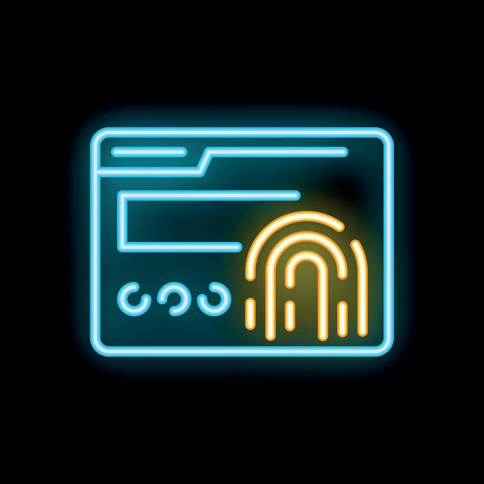 Neon fingerprint security system scanning for identity verification vector