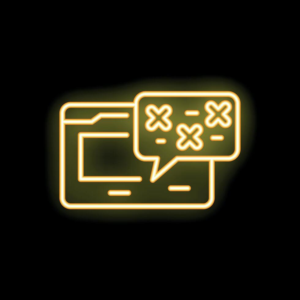 Neon icon of website receiving spam email message vector