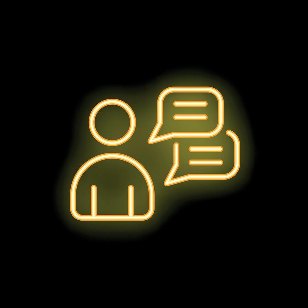 Person talking with speech bubbles neon sign on black background vector