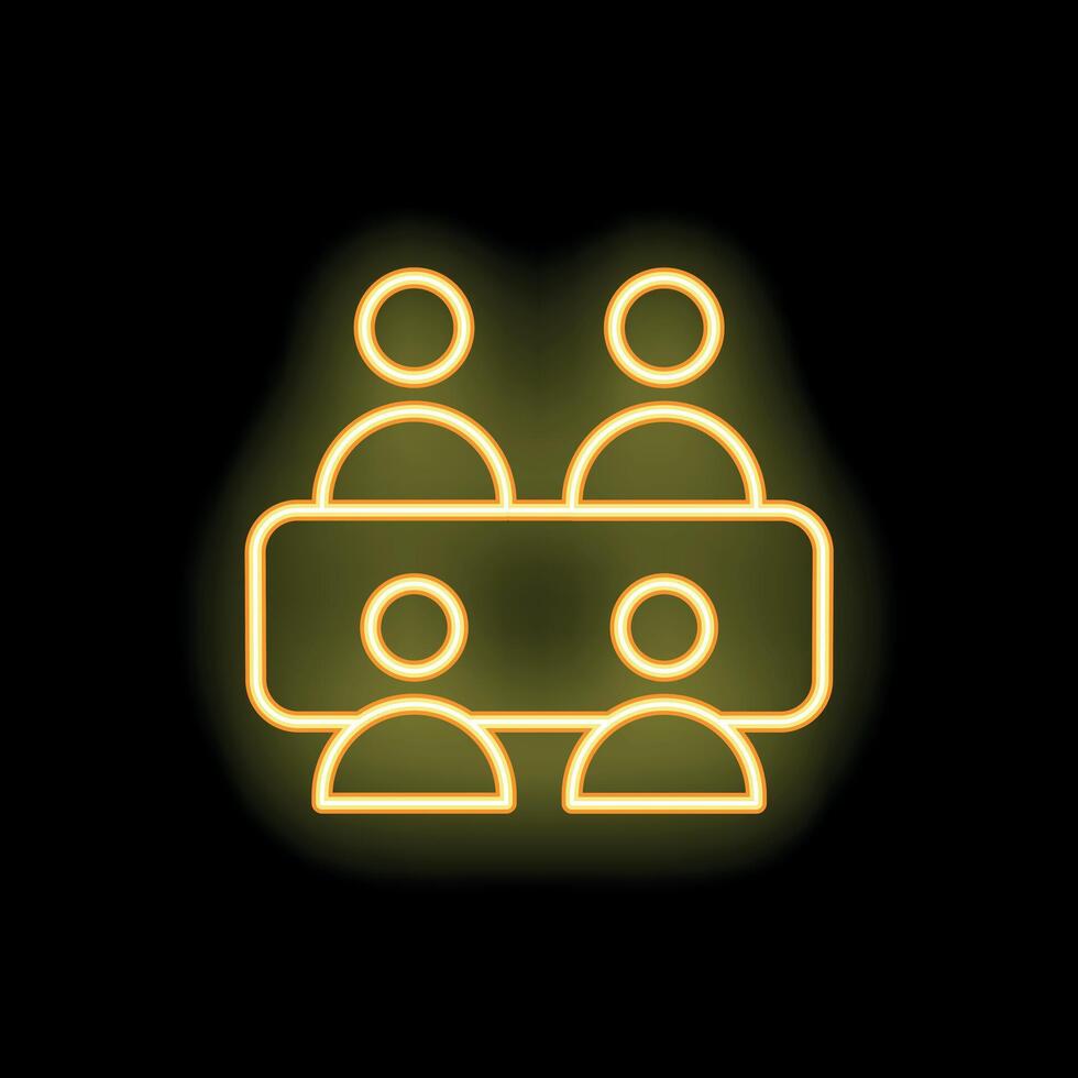 Neon icon of four business people having a meeting vector