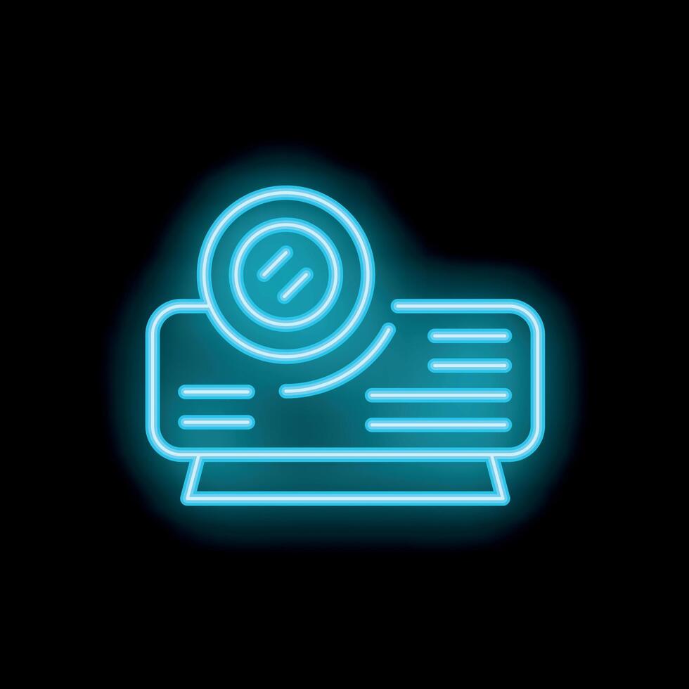 Neon projector shining in the dark, home cinema entertainment vector