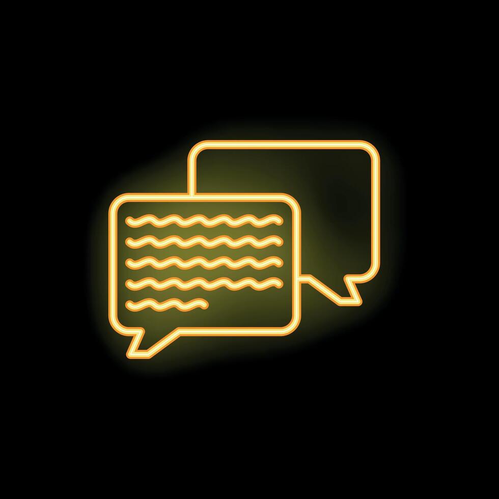 Neon speech bubbles showing ongoing communication on black background vector