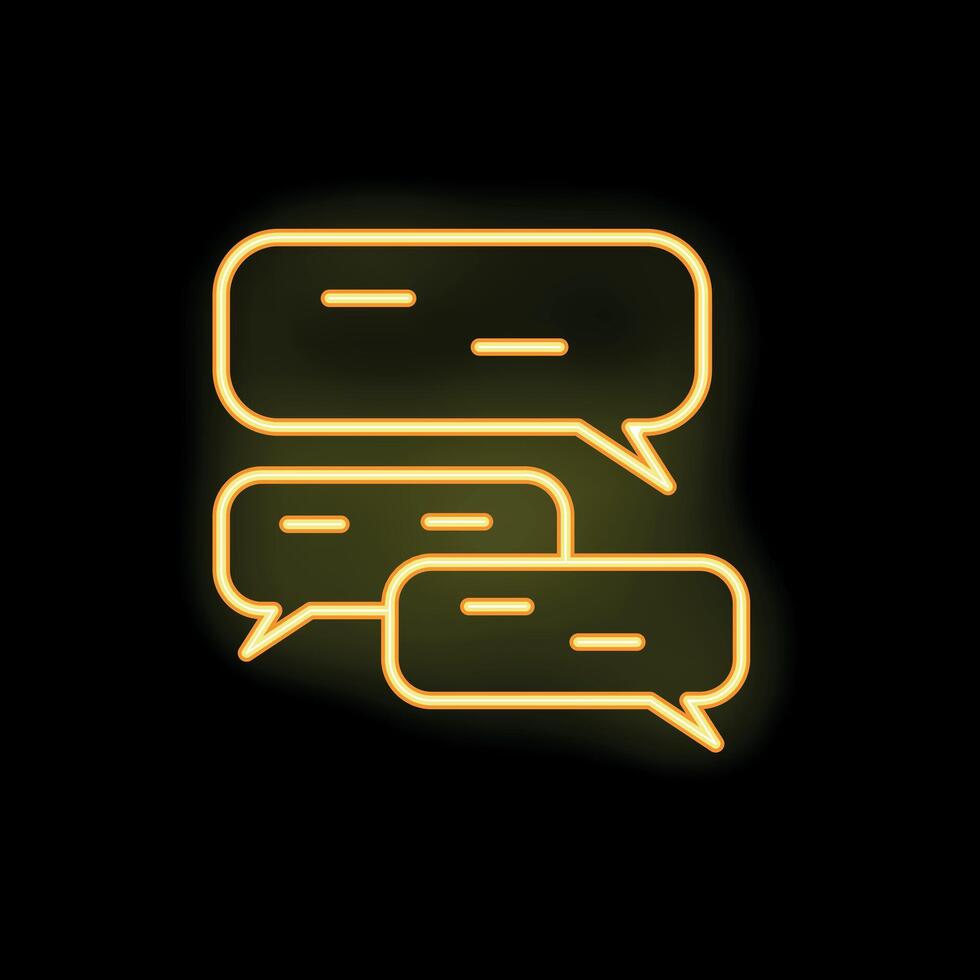 Neon speech bubbles showing ongoing communication on black background vector