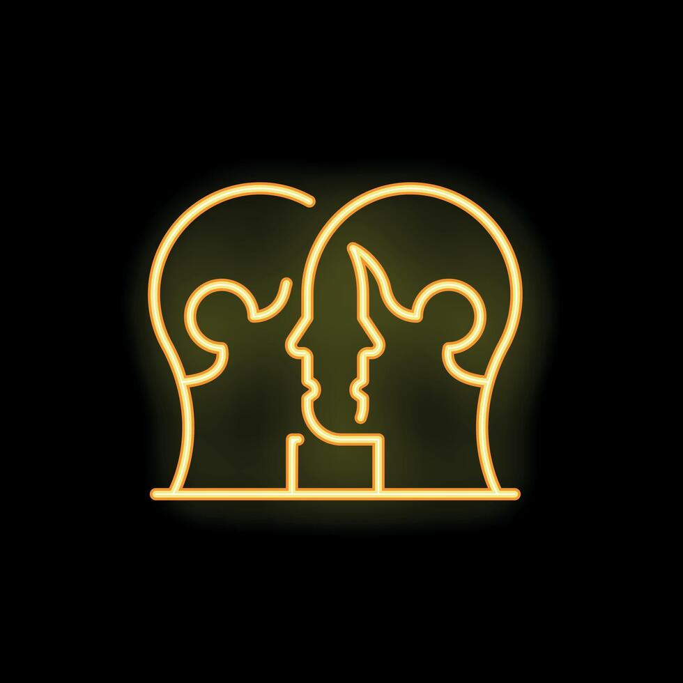 Neon icon of two people sharing thoughts and ideas vector