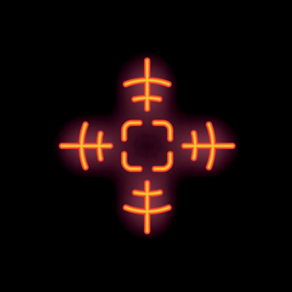 Glowing neon target sign on a dark background vector