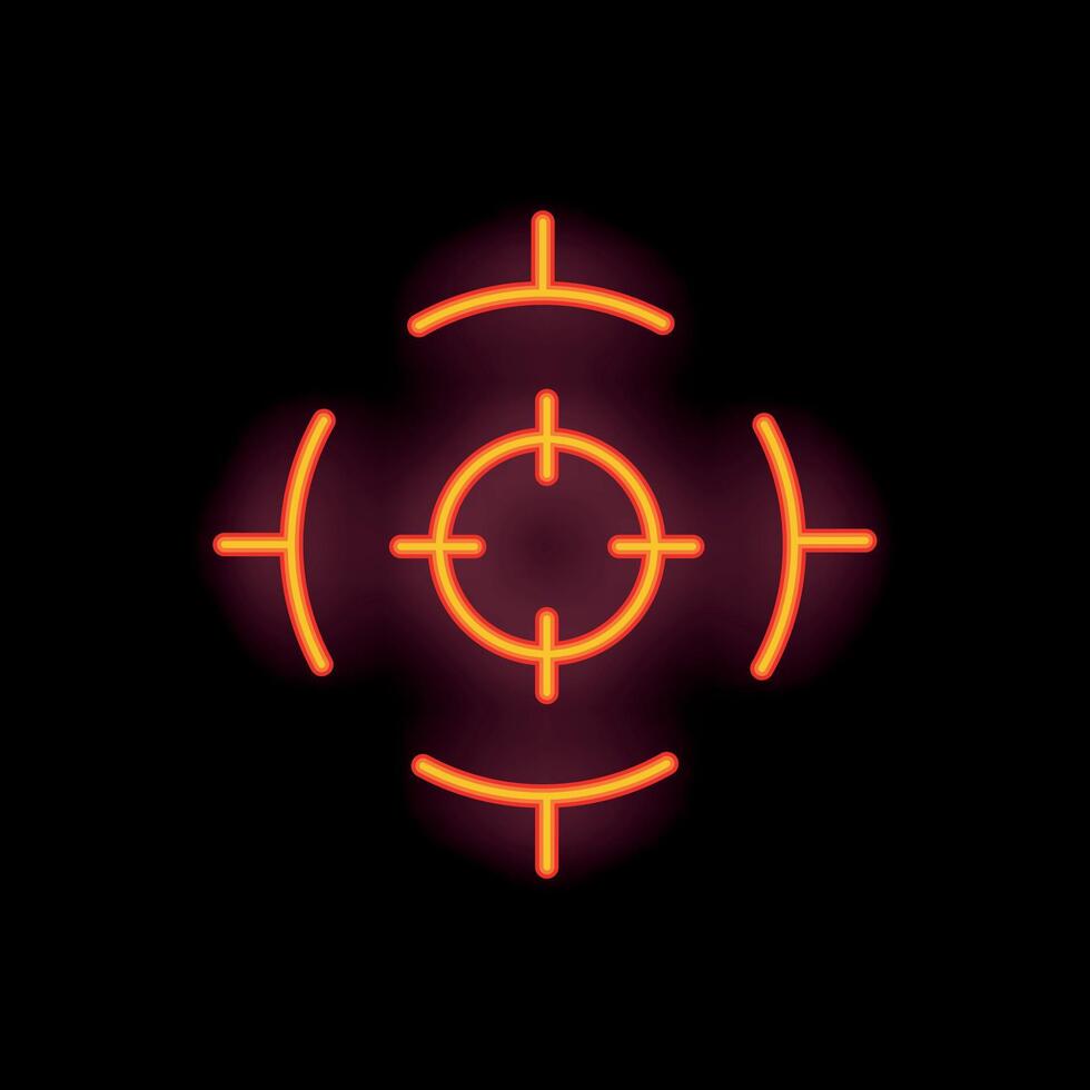 Neon sign representing a crosshair on a black background vector