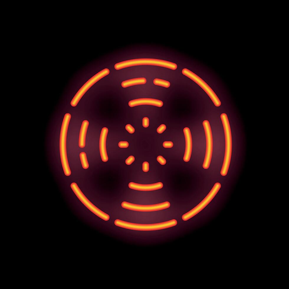 Red and orange neon light forming a circular shape on black background vector