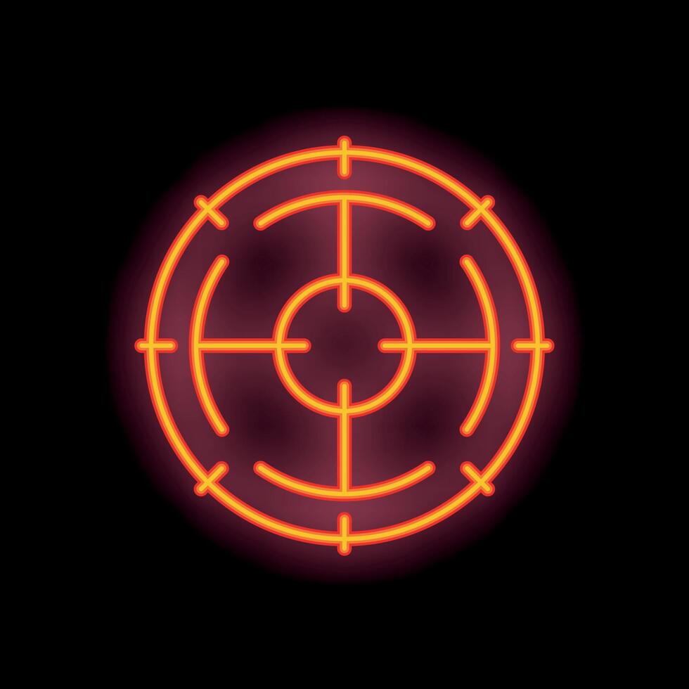 Neon target sign glowing on a black background vector