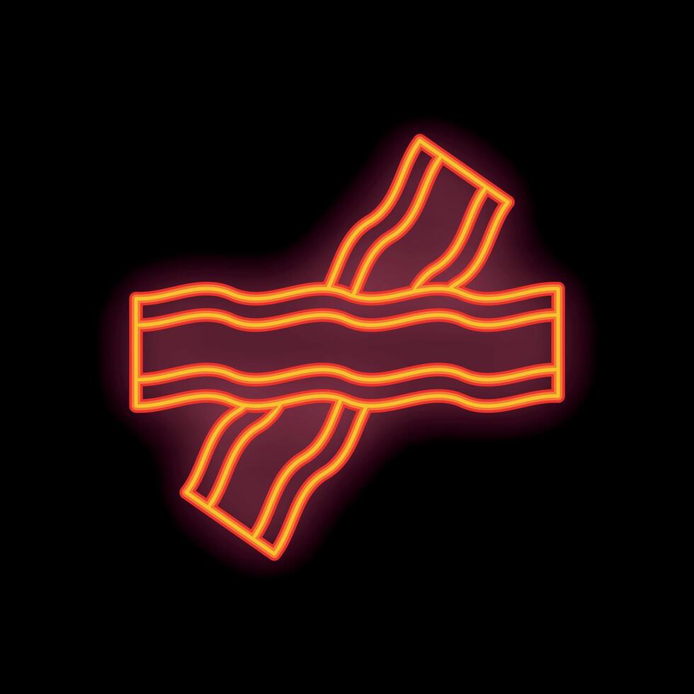 Two slices of bacon neon sign on black background vector