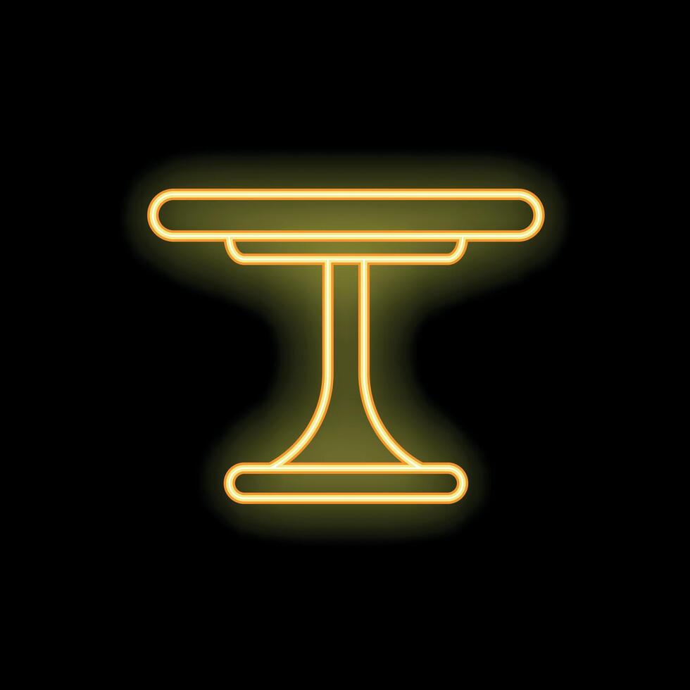 Neon table glowing on black background vector