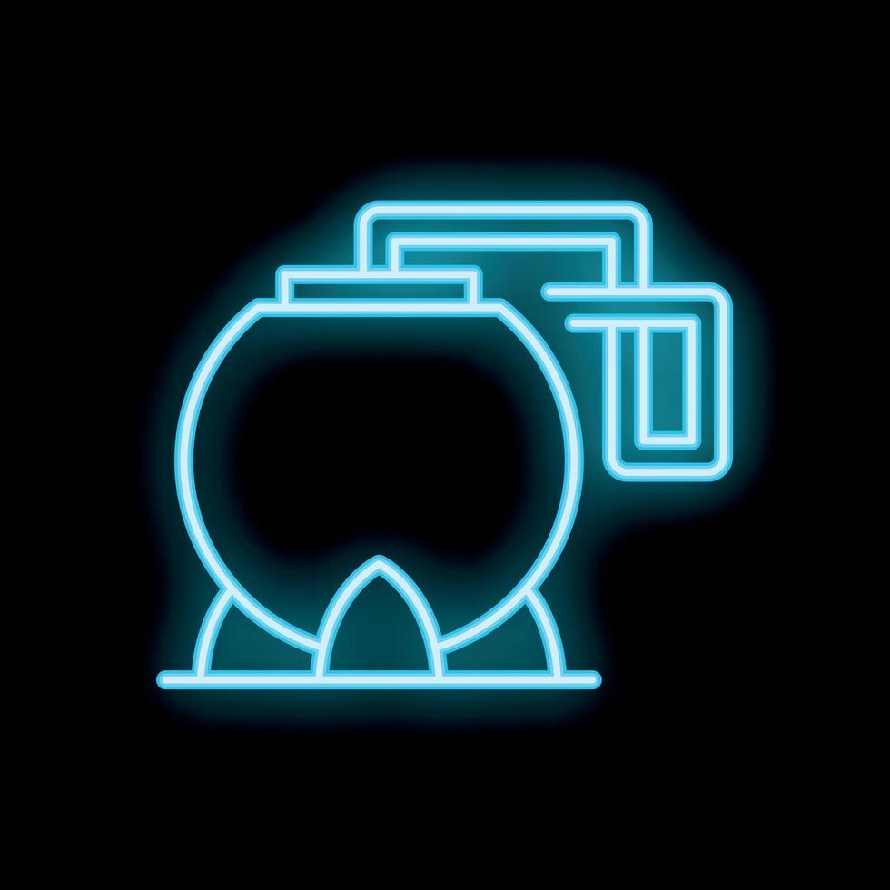 Neon witch's cauldron brewing a magic potion with glowing bubbles vector