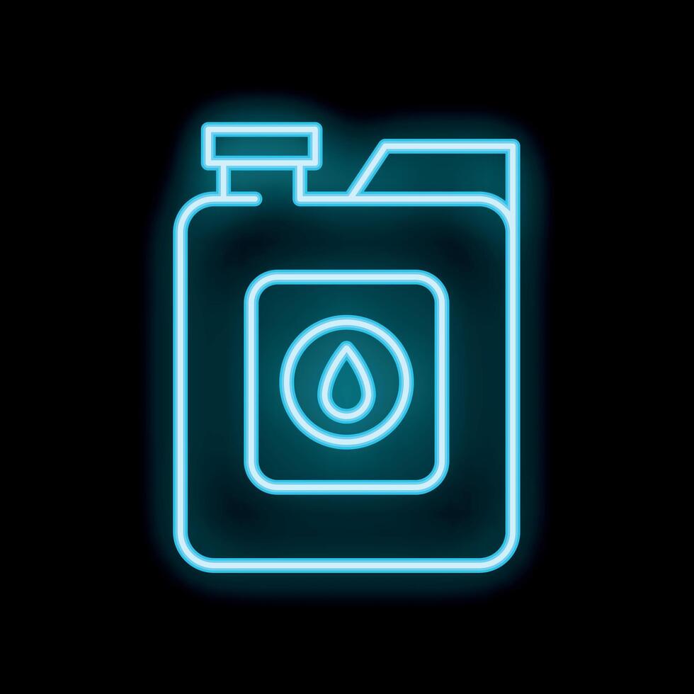 Neon blue jerrycan glowing on black background vector