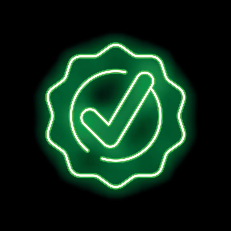 Green neon approved sign showing validation on black background vector