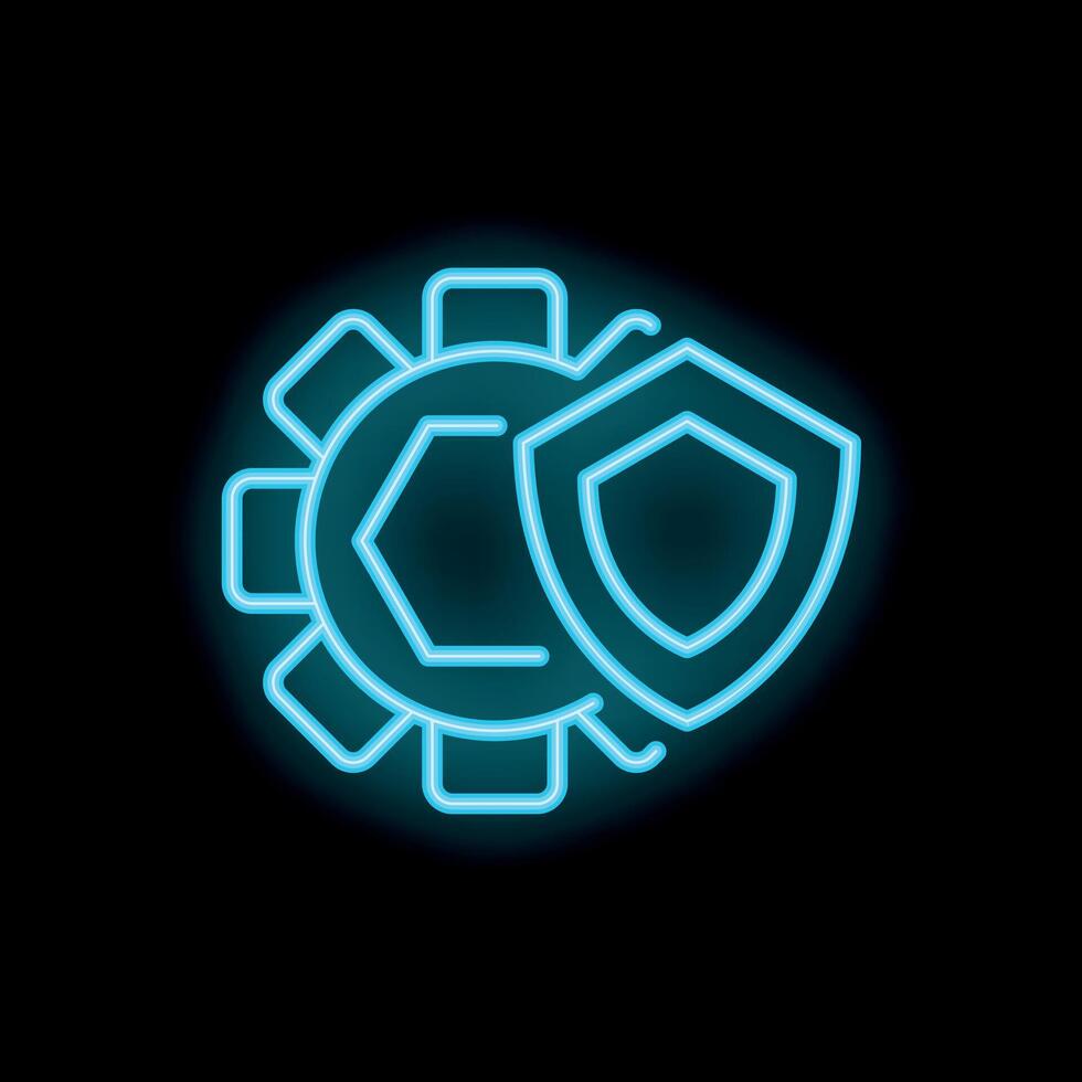 Neon style icon representing secure development process vector