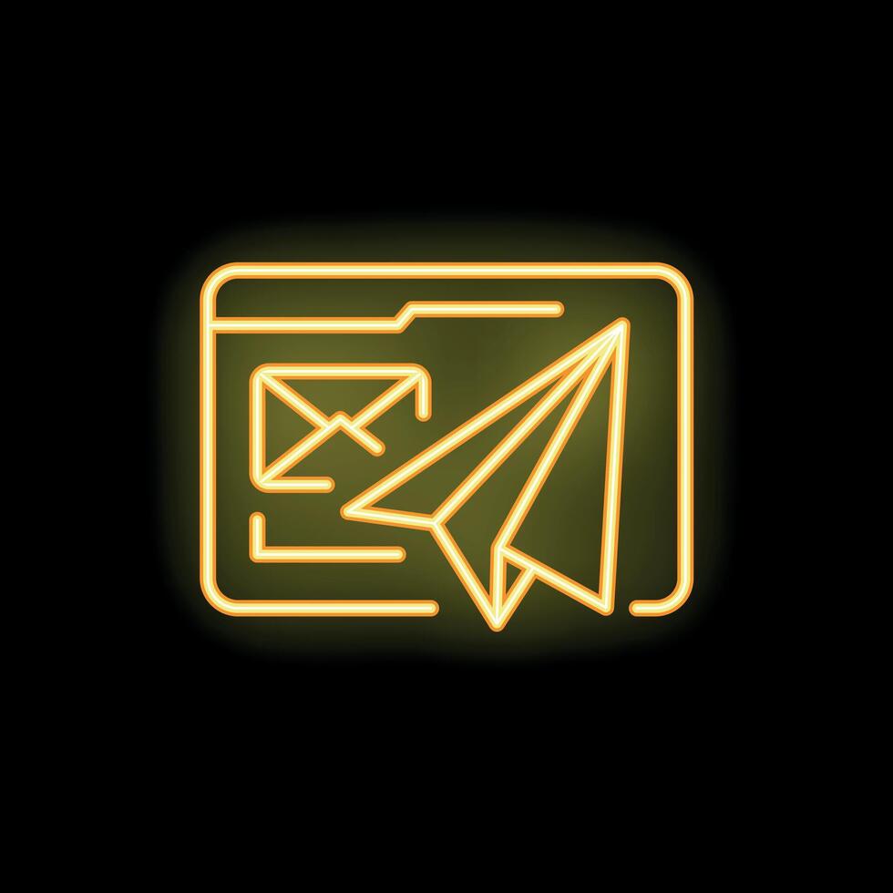 Neon sign showing the concept of sending an email from a digital tablet vector