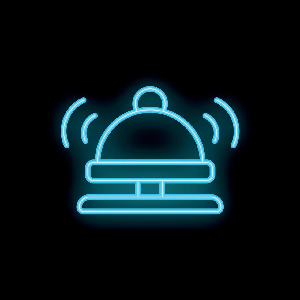Blue neon sign of a reception bell ringing on a black background vector
