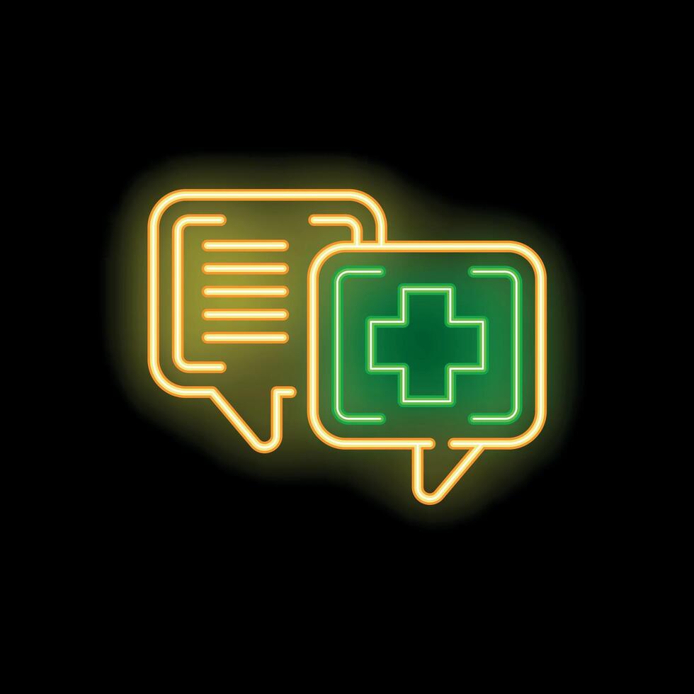 Neon speech bubbles showing online medical consultation icon vector