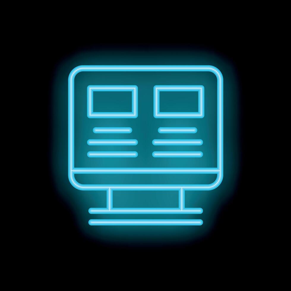 Neon blue web design icon representing website layout process vector