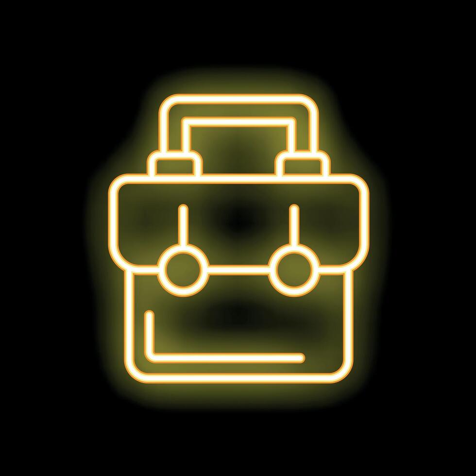 Yellow neon icon of a toolbox on black background vector