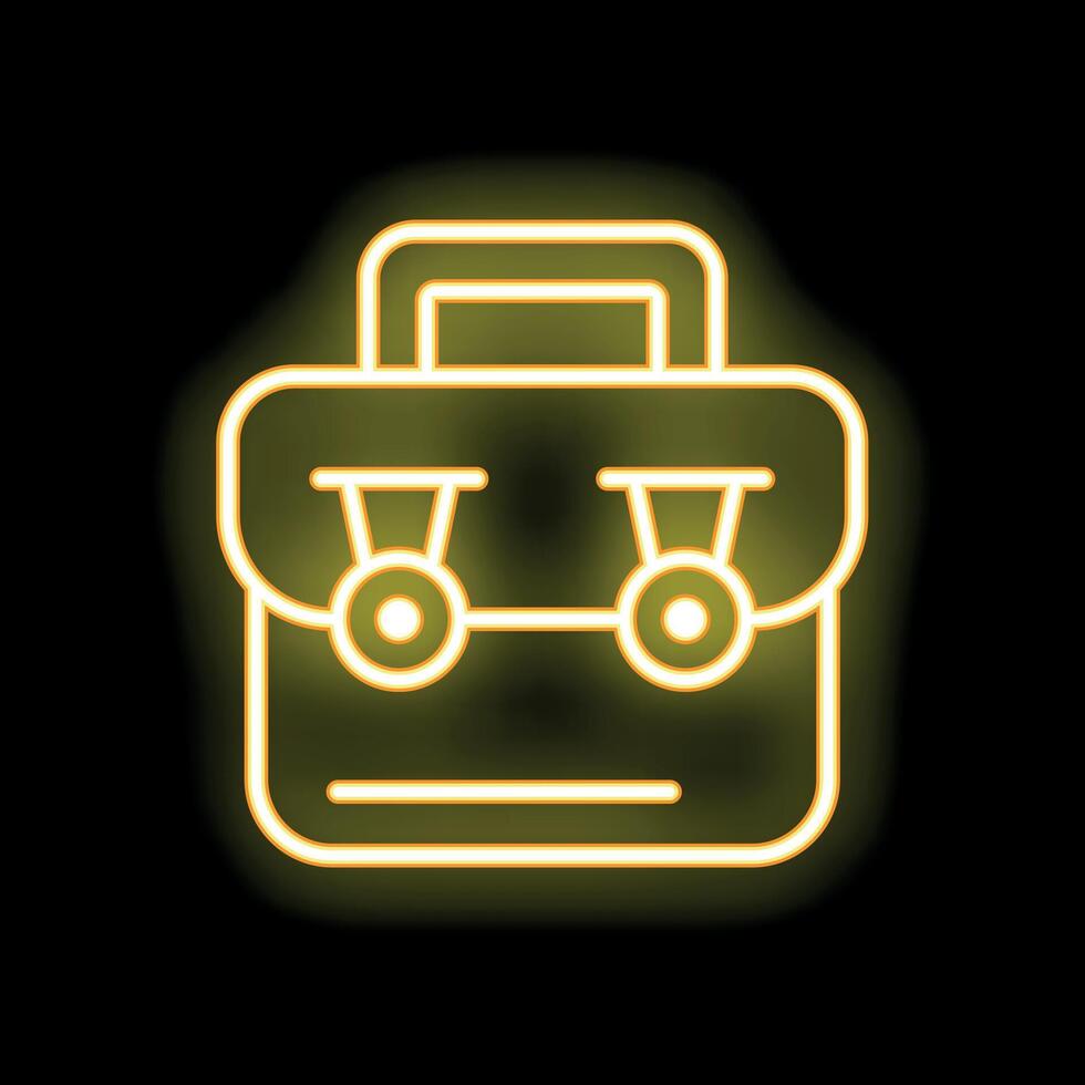 Yellow neon icon of a toolbox on black background vector