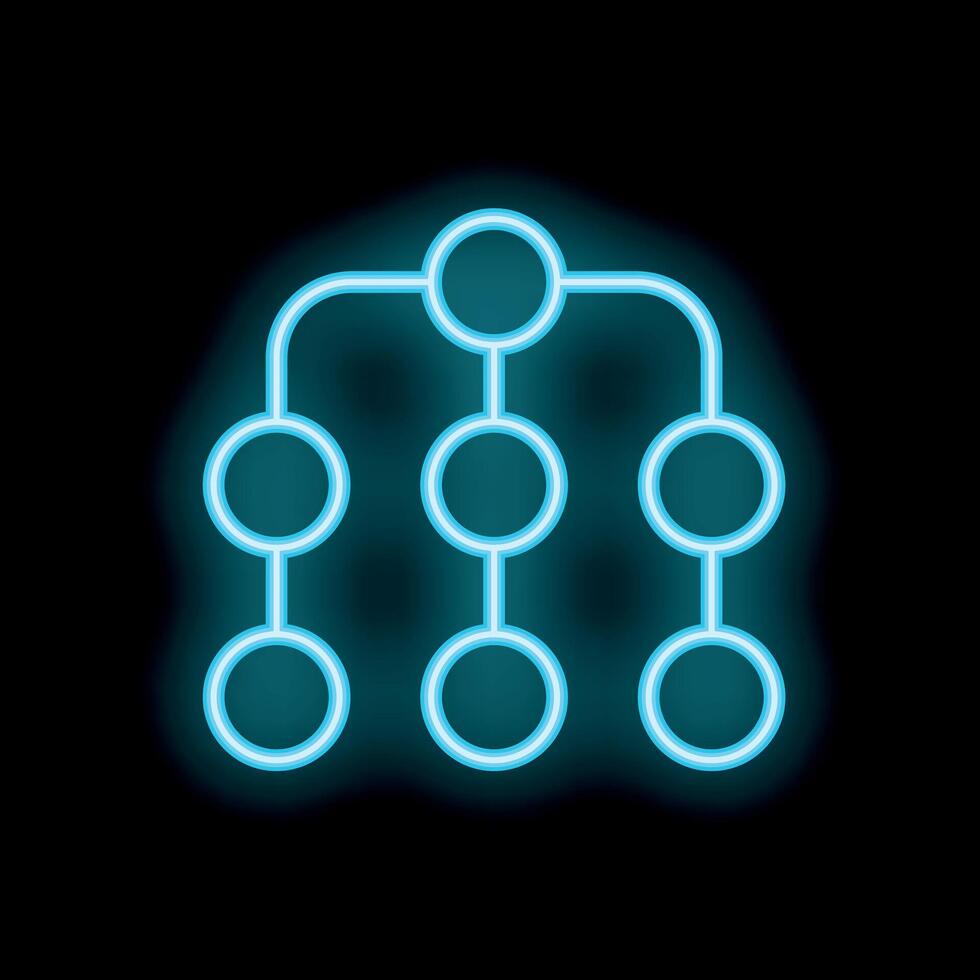 Neon blue flowchart glowing on wall vector