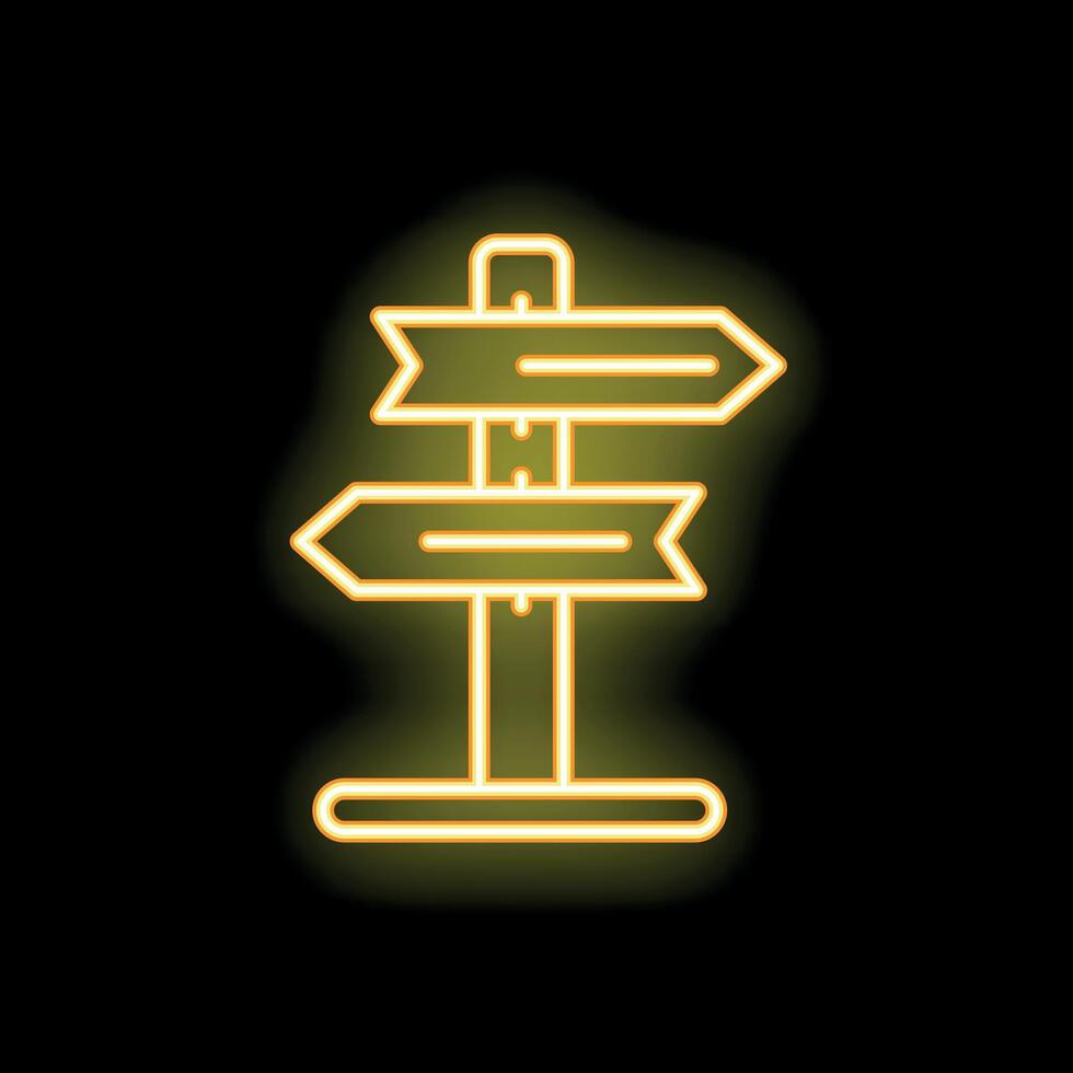 Glowing neon sign of a direction sign with empty arrows is showing multiple paths vector