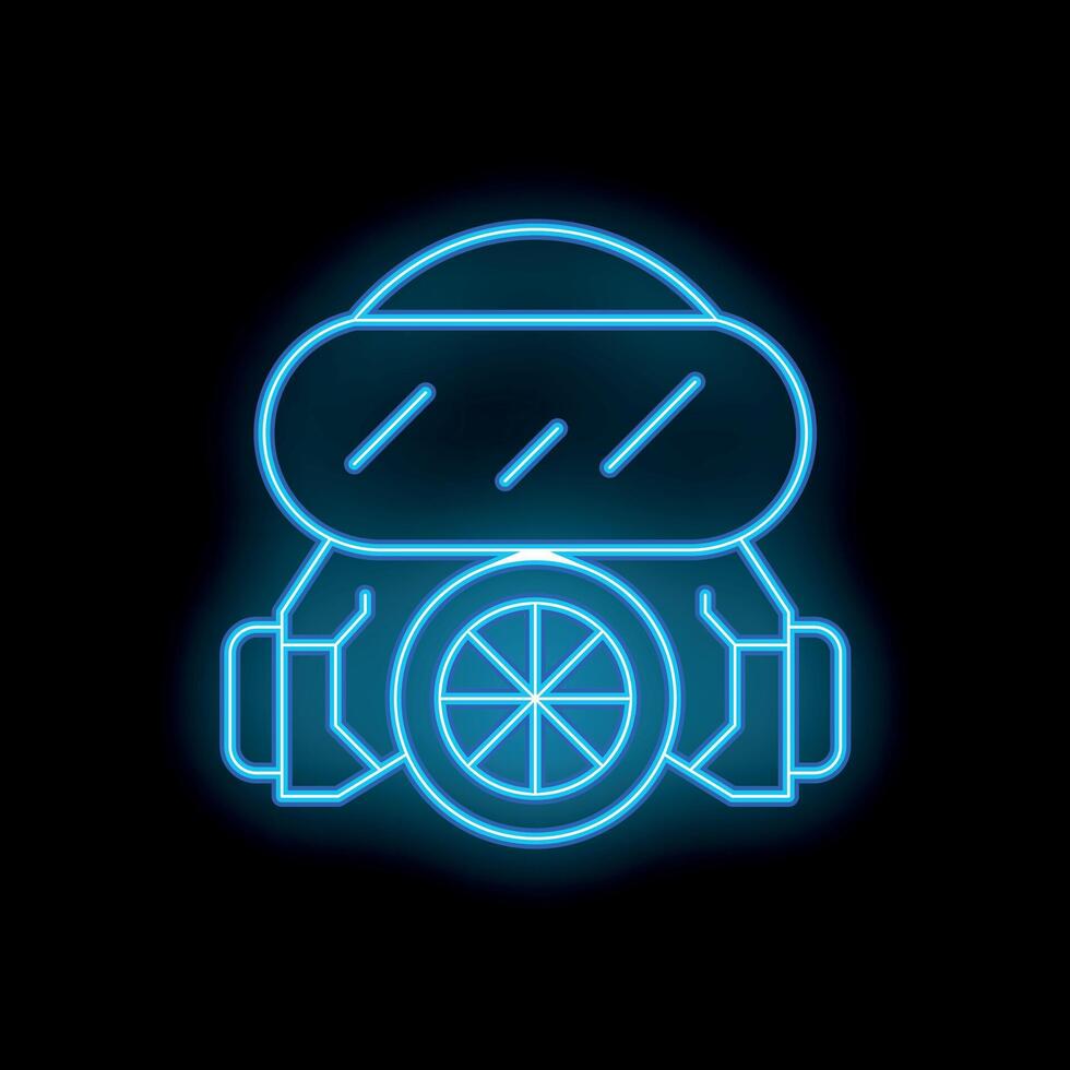 Neon gas mask glowing on black background vector