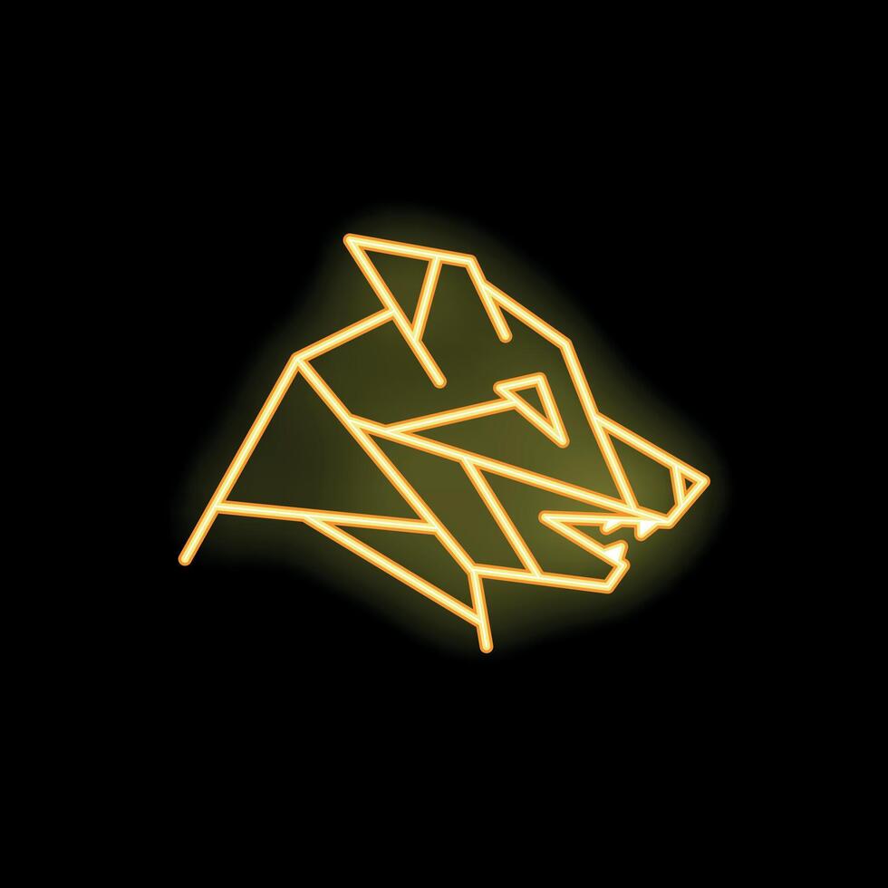 Yellow neon sign of a boar head on black background vector