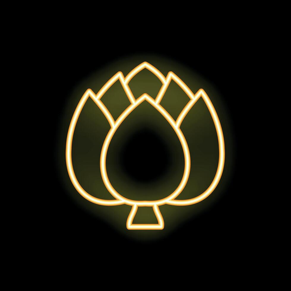Neon icon of artichoke shining on dark background vector