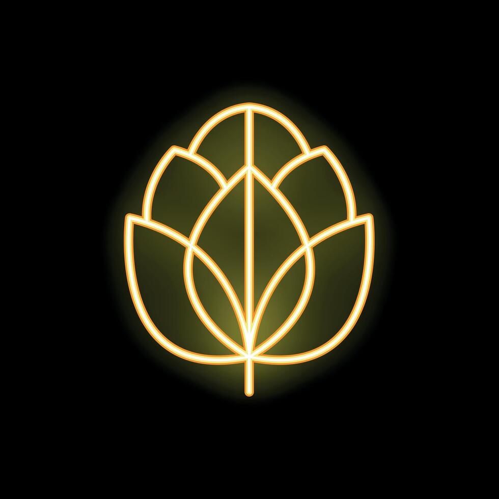 Neon sign showing stylized hop cone for beer branding vector