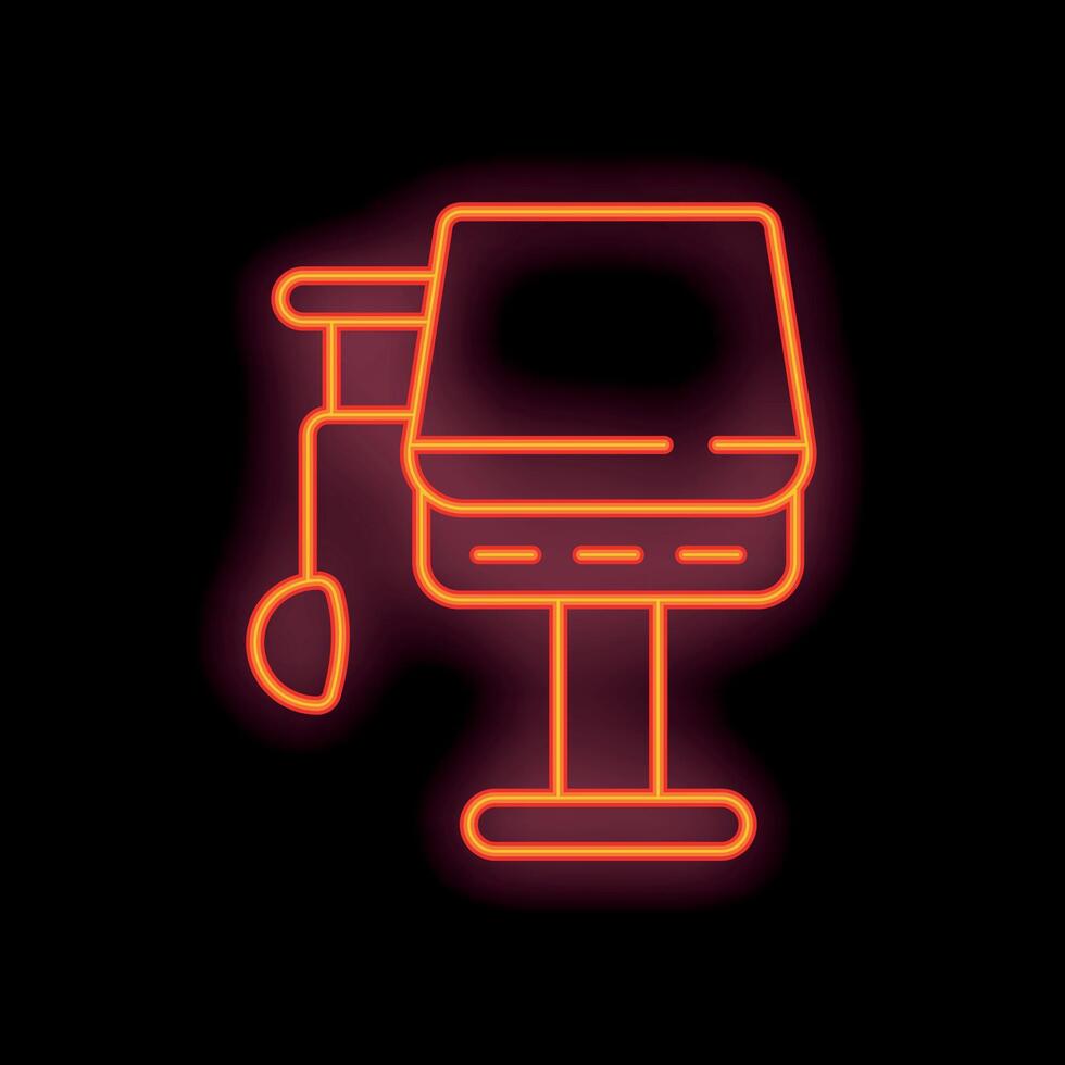 Neon sign representing a medical scale shining on a black wall vector