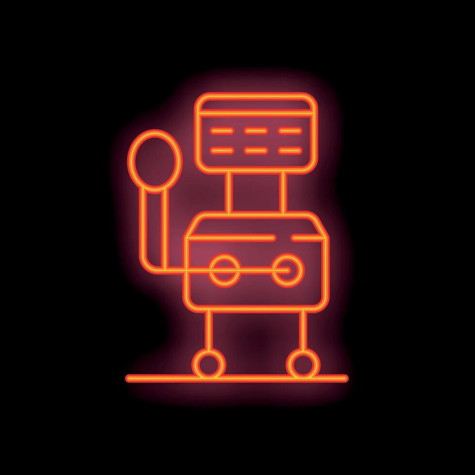 Neon sign depicting a medical ventilator with a display and tubes vector