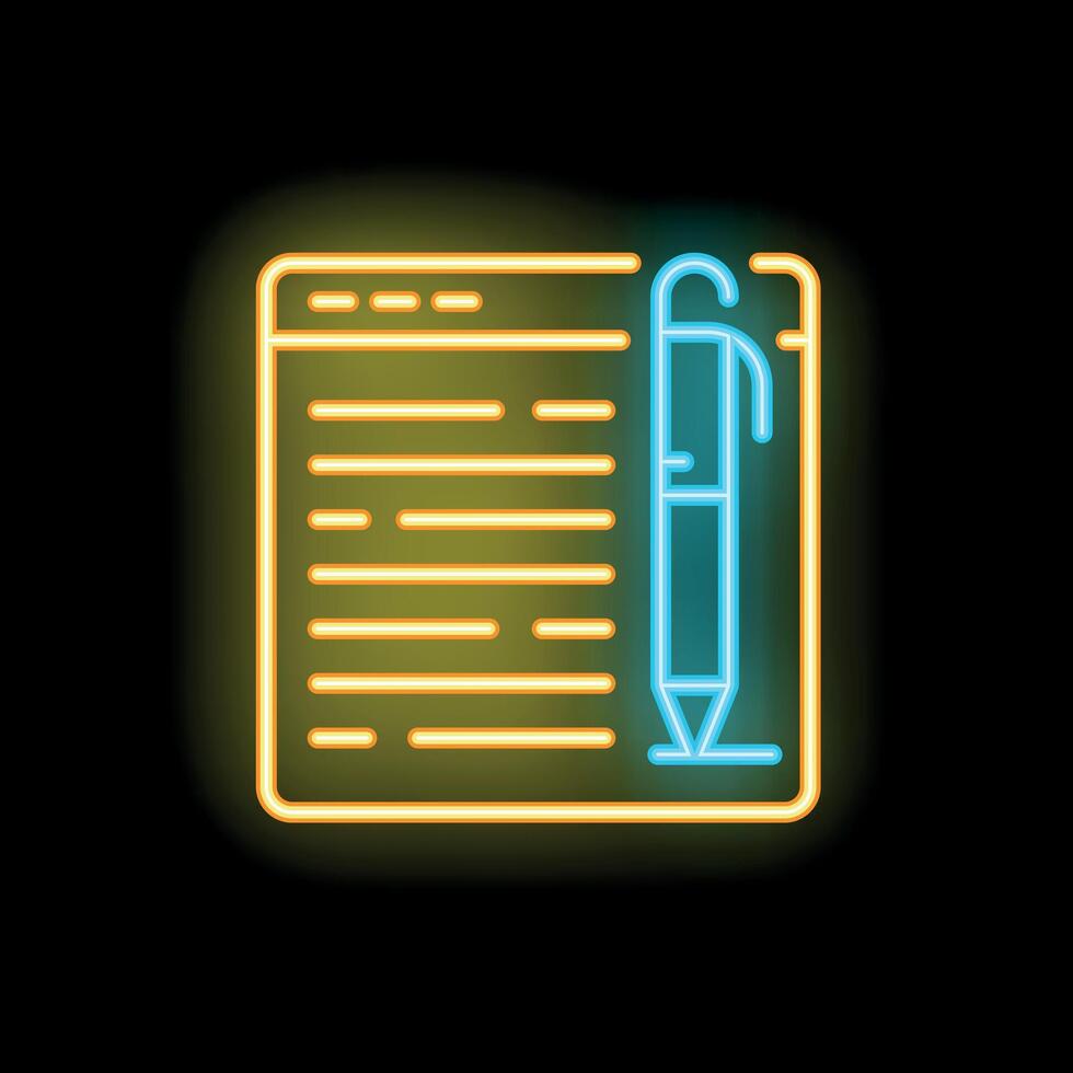 Neon sign representing writing a blog post on the internet vector