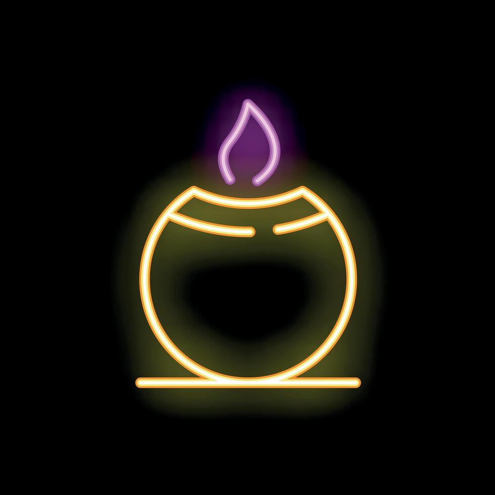 Neon sign depicting a burning candle spreading light in the darkness vector