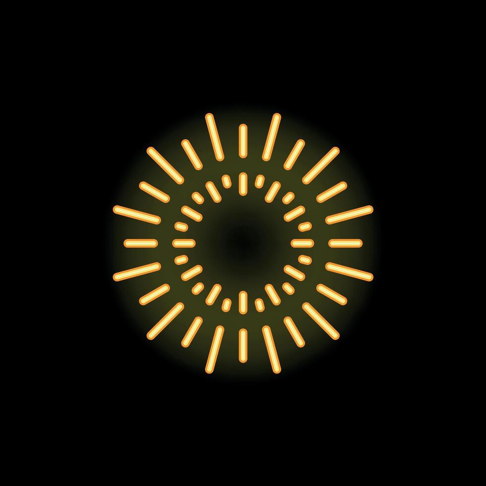 Neon light effect creating a sun shape on a black background vector