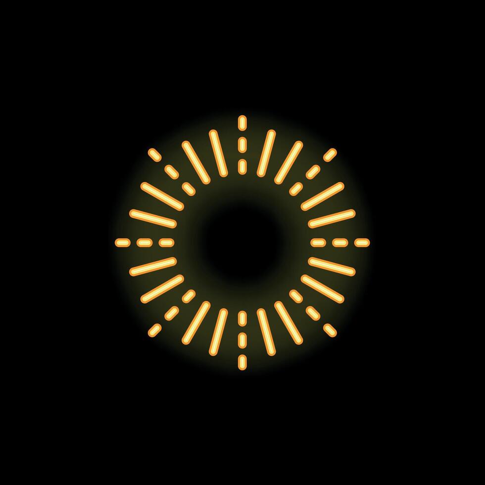 Neon sun shining bright on dark background vector
