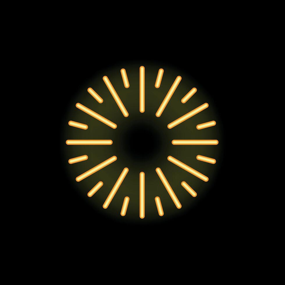 Neon light effect creating fireworks shape on black background vector