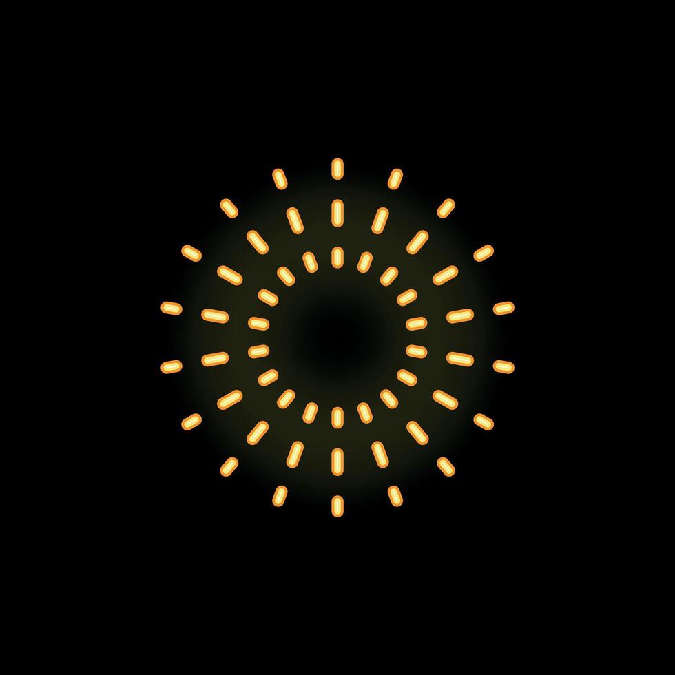 Golden neon light creating a circle on black background vector