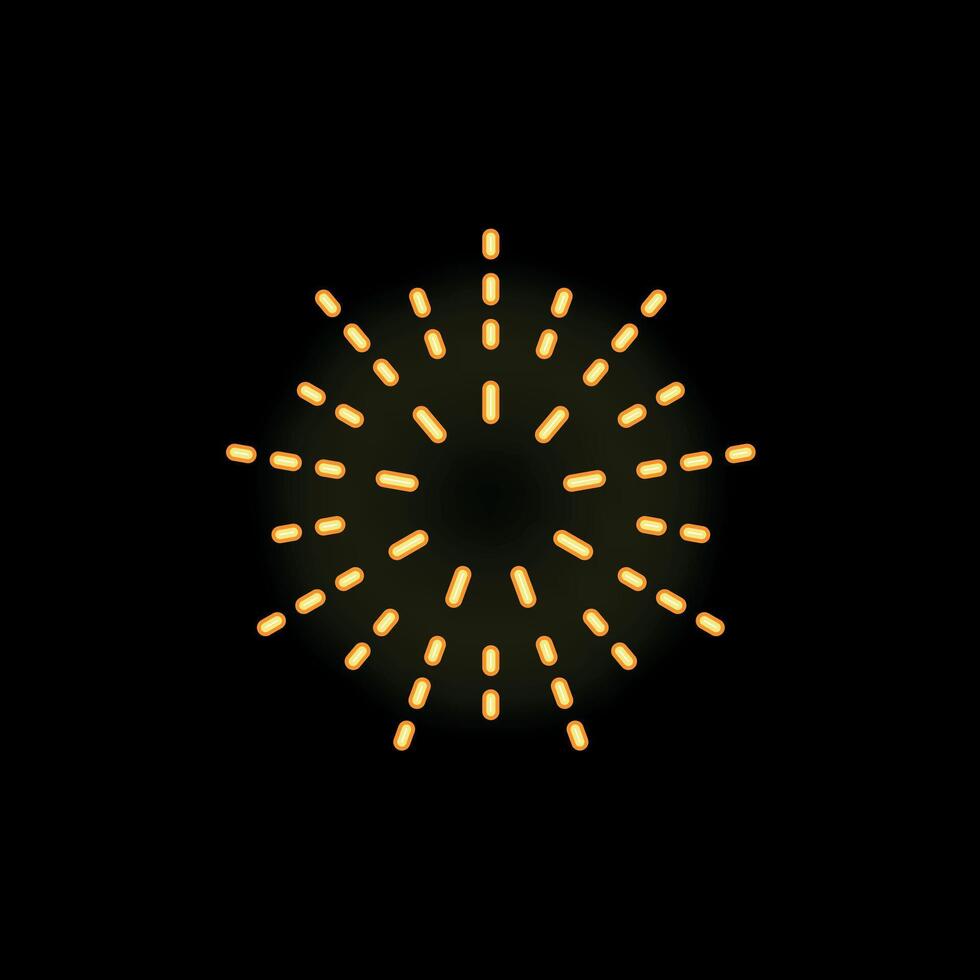 Bright yellow neon light spreading from the center on a black background vector