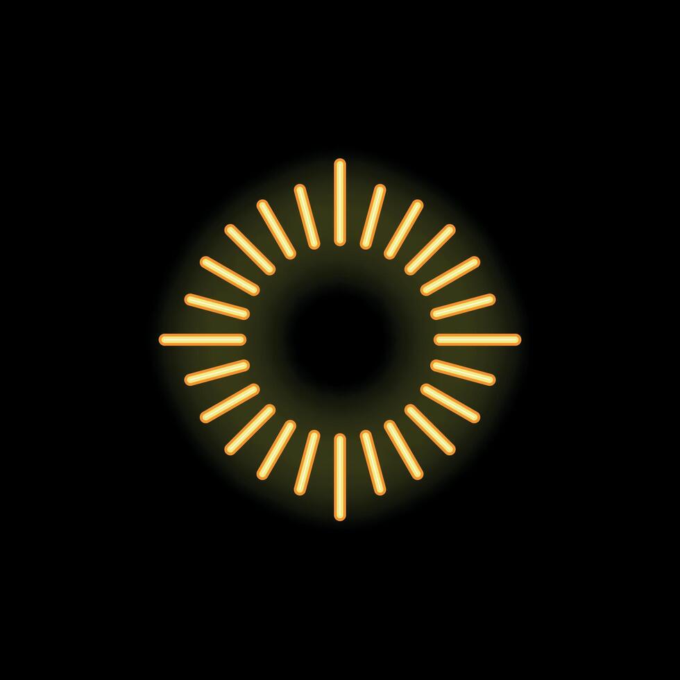 Neon style sun shining bright on dark background vector