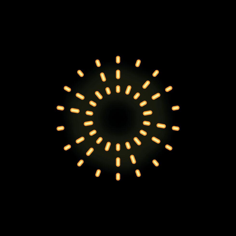 Neon style circle made of short lines radiating from center vector